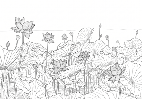 蓮の花のぬりえ 無料印刷